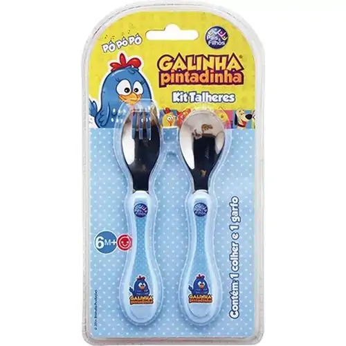 Kit Talheres Galinha Pintadinha Azul