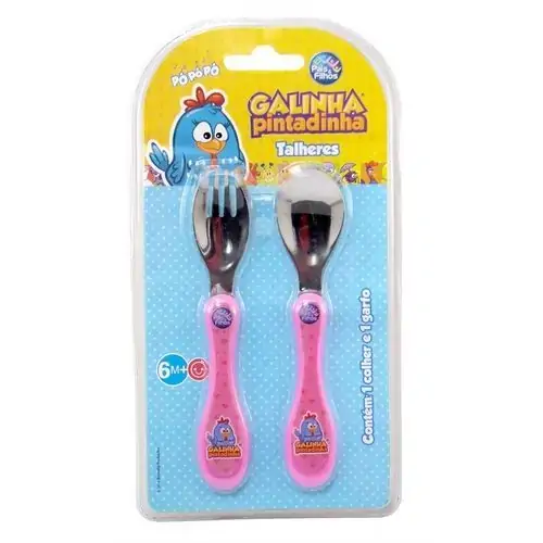 Kit Talheres Galinha Pintadinha Rosa