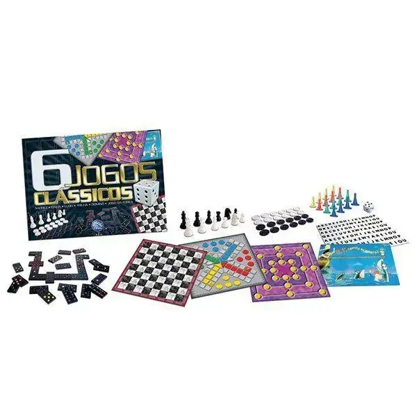 Jogo de Tabuleiro 6 Jogos Classicos