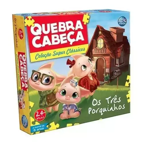 Quebra Cabeça Infantil 3 Porquinhos 24 Peças - Pais e Filhos
