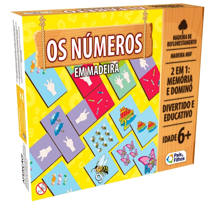Jogo Os Números 2 em 1: Memória e Dominó em Madeira - Pais & Filhos