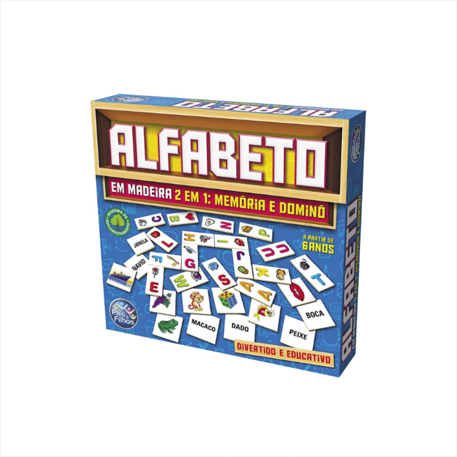 Jogo Alfabeto 2 em 1: Memória e Dominó em Madeira - Pais & Filhos