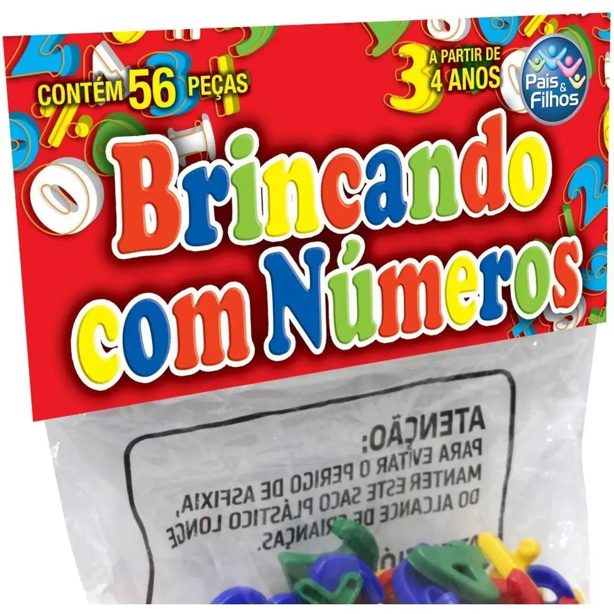 Brinquedo Pedagogico Brincando com Numeros 56 PCS