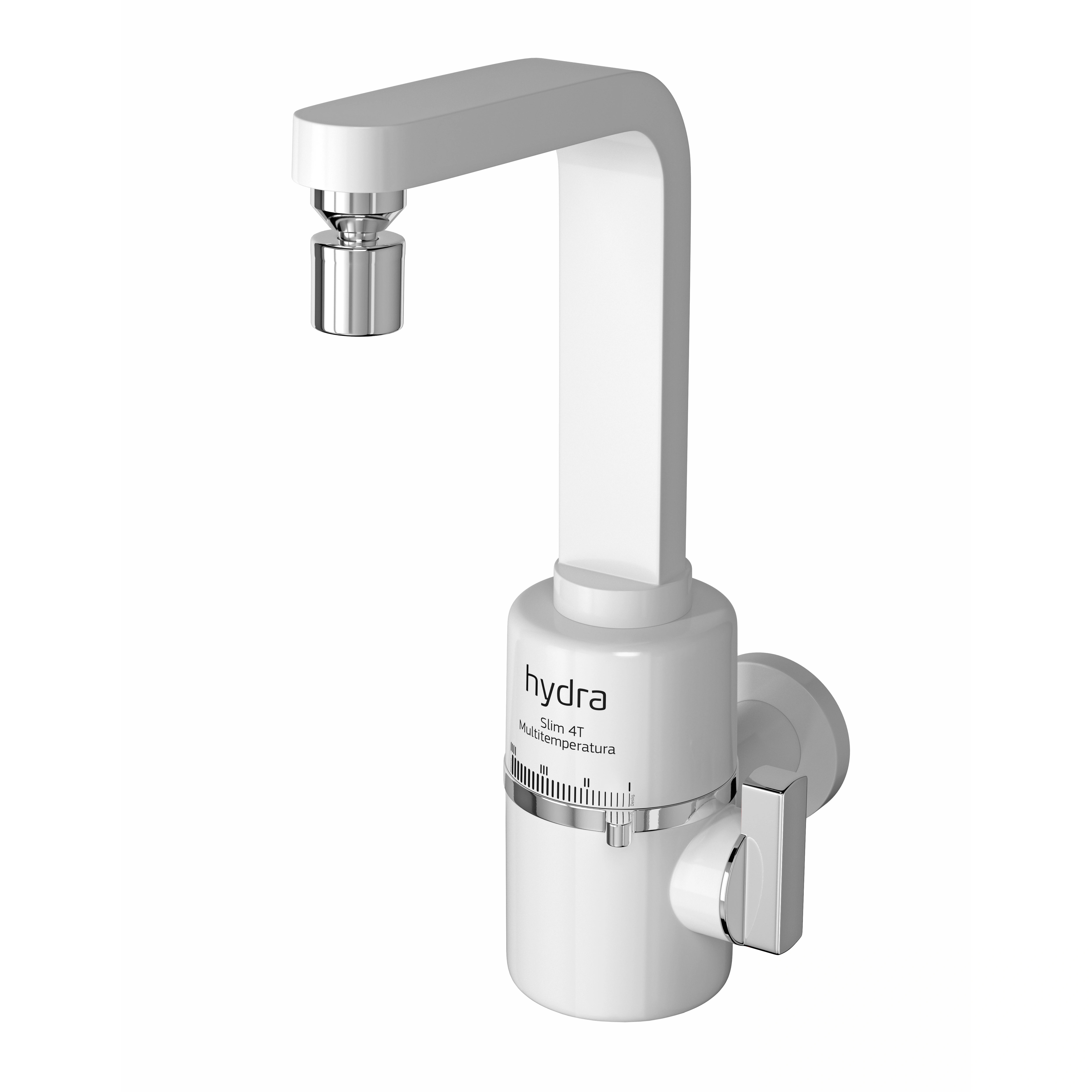 Torneira Elétrica de Parede para Cozinha com Bica Alta Branca 127V (110V) Slim 4T Hydra