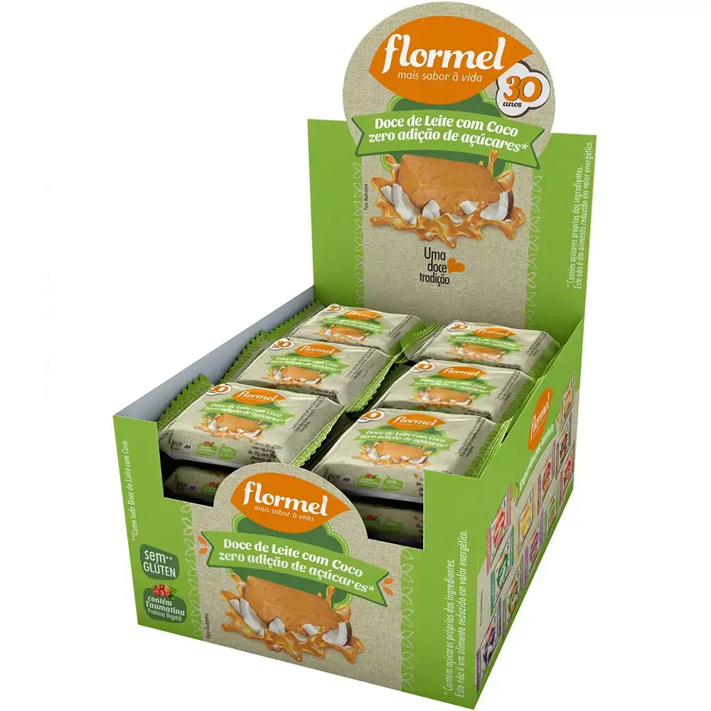 Doce De Leite Com Coco Flormel Caixa 480g 24 Unidades
