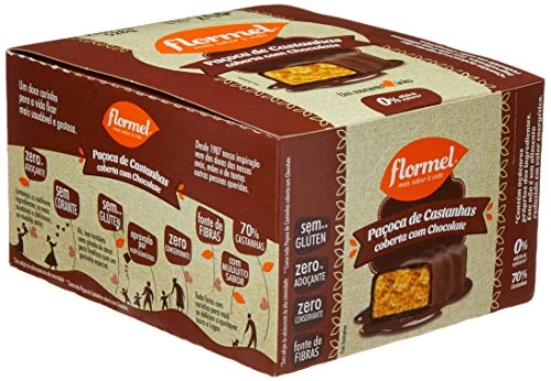 Paçoca De Castanhas Cobertura Chocolate Flormel Caixa 528g 24 Unidades