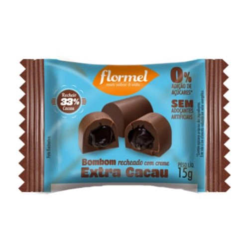 Bombom Recheio Creme De Avelã Extra Cacau Flormel Pacote 15g