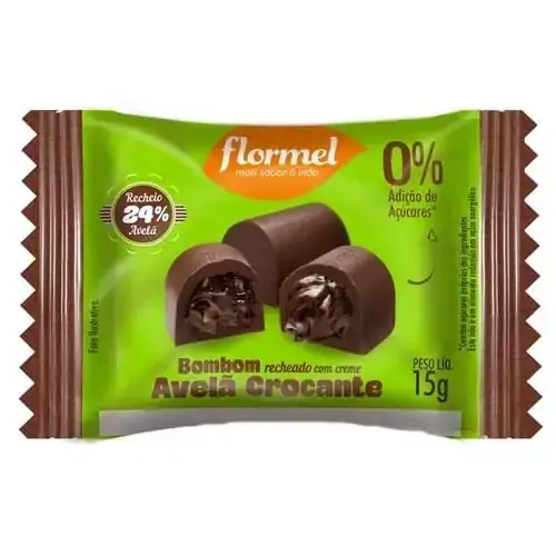 Bombom Recheado Avelã Crocante 18 x 15g - Flormel