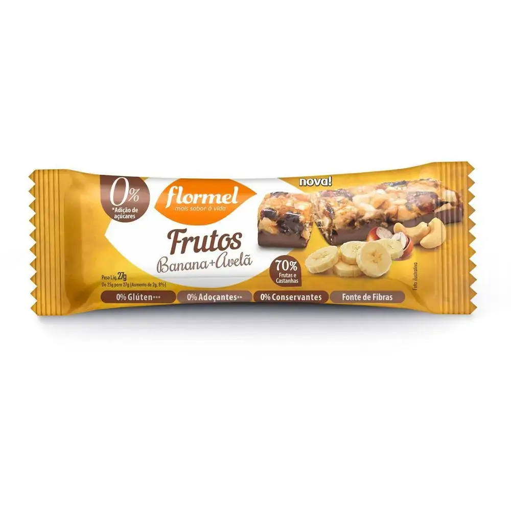 Frutos Banana Avelã Zero Adição De Açúcar Cx15 Flormel Doce Viver