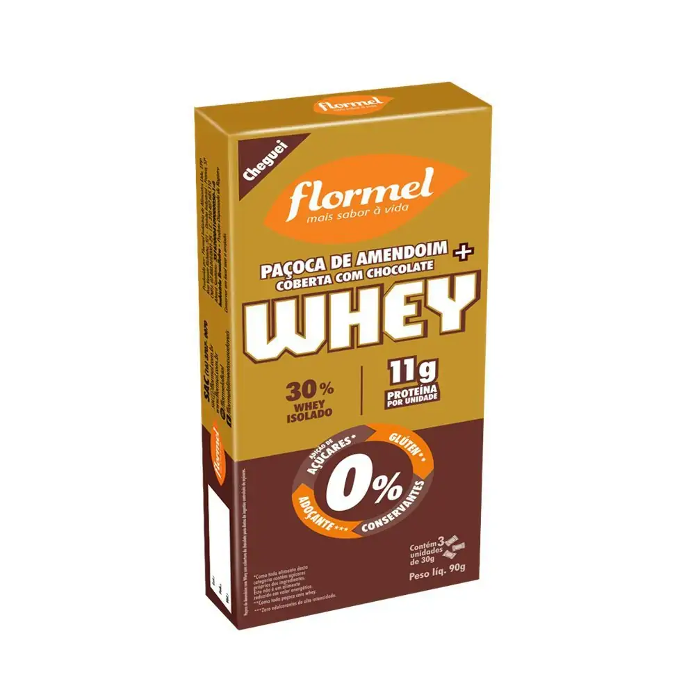 Pacoca Amendoim Whey C/chocolate 3und Flormel