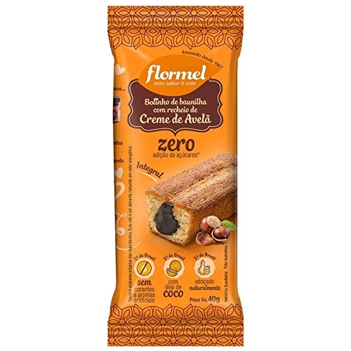 Bolinho Integral Flormel Baunilha com Avelã Zero Açúcar 40g