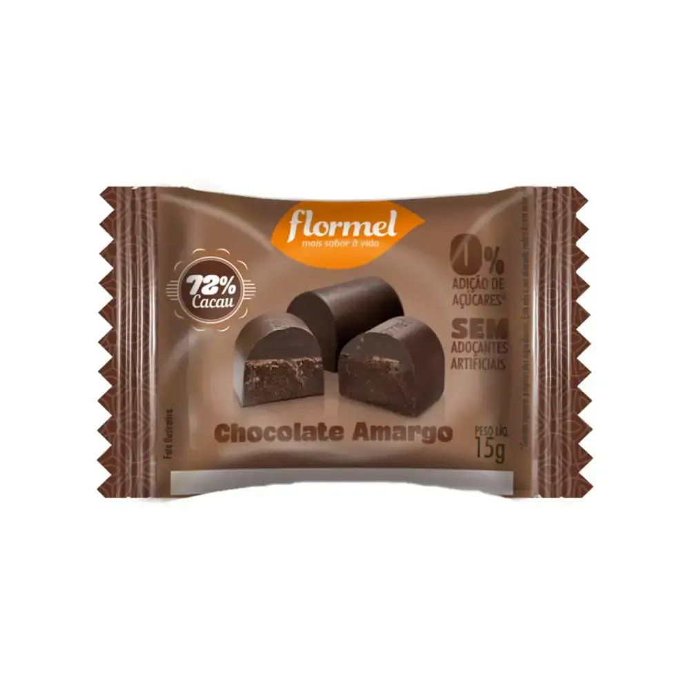 Bombom Amargo zero 72 por cento Cacau Flormel  15g