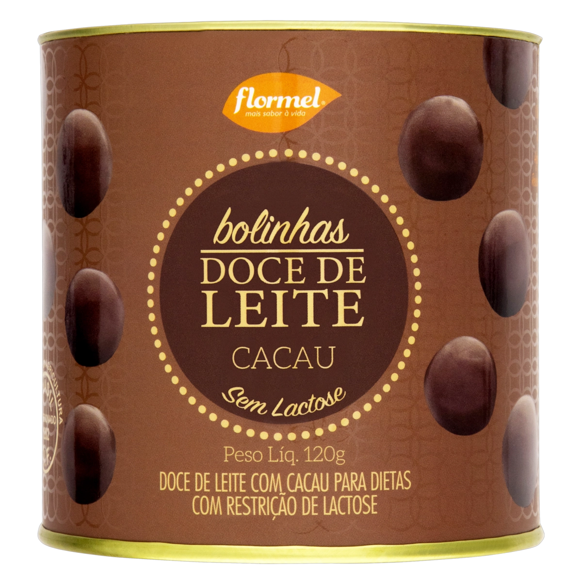 Doce De Leite Com Cacau Zero Lactose Flormel Bolinhas Lata 120g