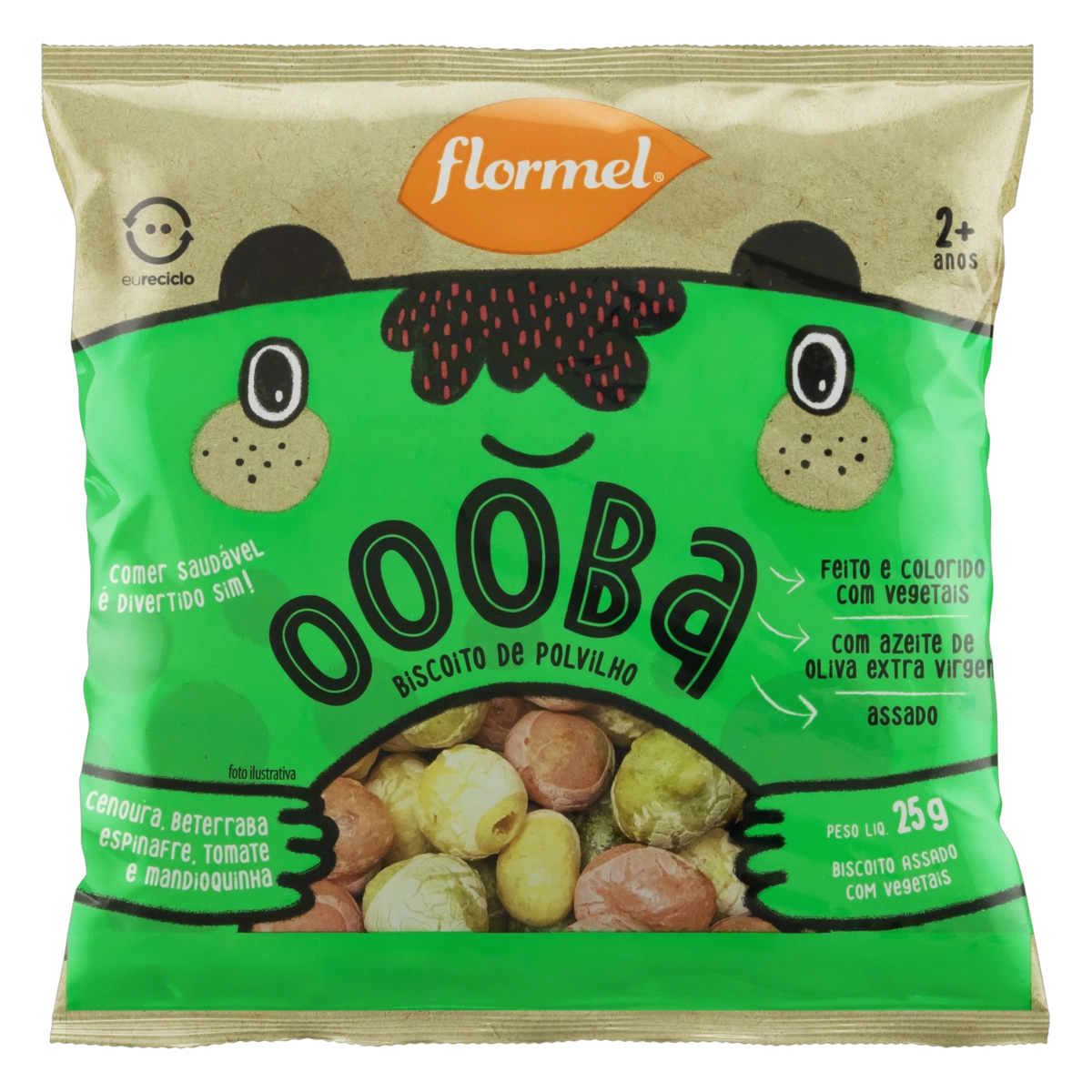Biscoito De Polvilho Vegetais Flormel Oooba Pacote 25g