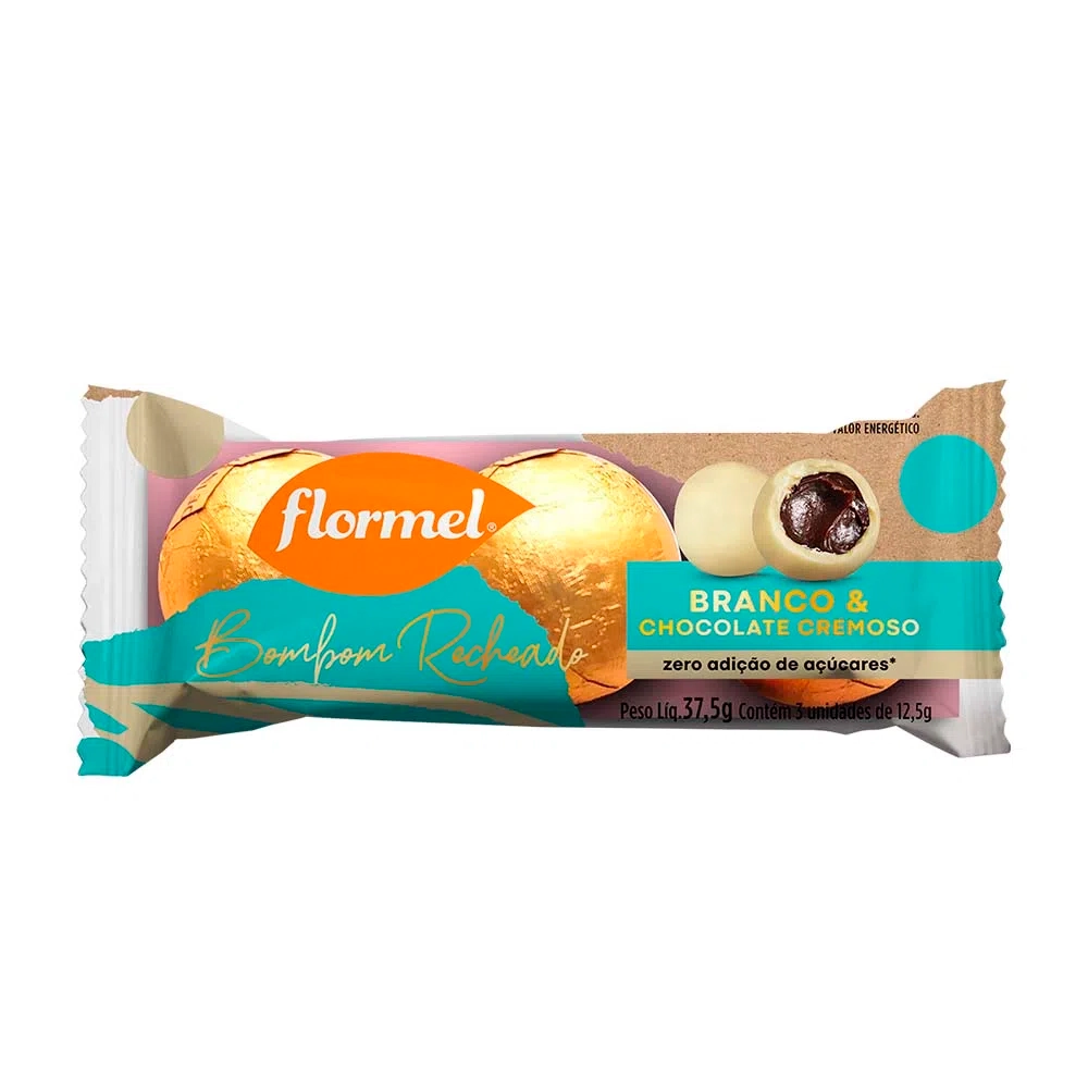Bombom Branco Cremoso Flormel Caixa 375g 10 Unidades