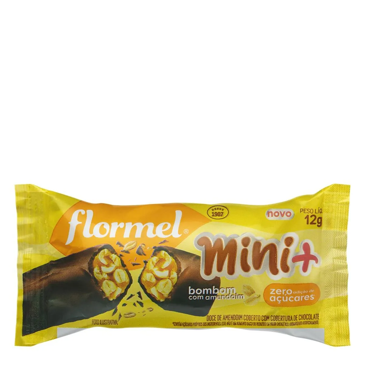 Bombom com Amendoim sem Adição de Açúcar Flormel Mini+ 12g
