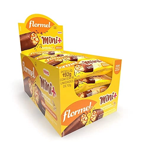 Mini Bombom Com Amendoim Flormel Mini Caixa 192g 16 Unidades
