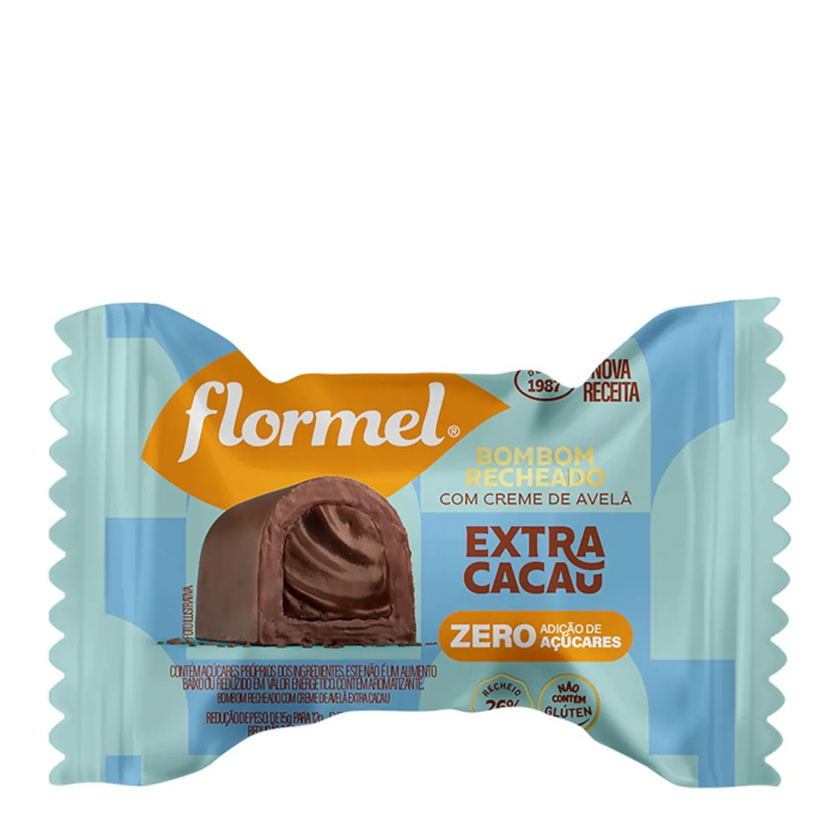 Bombom Recheio Creme De Avelã Extra Cacau Flormel Pacote 12g