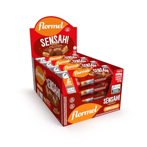 Barra De Amendoim Cobertura Chocolate Ao Leite Flormel Pro Sensah Whey Protein Caixa 480g 16 Unidade