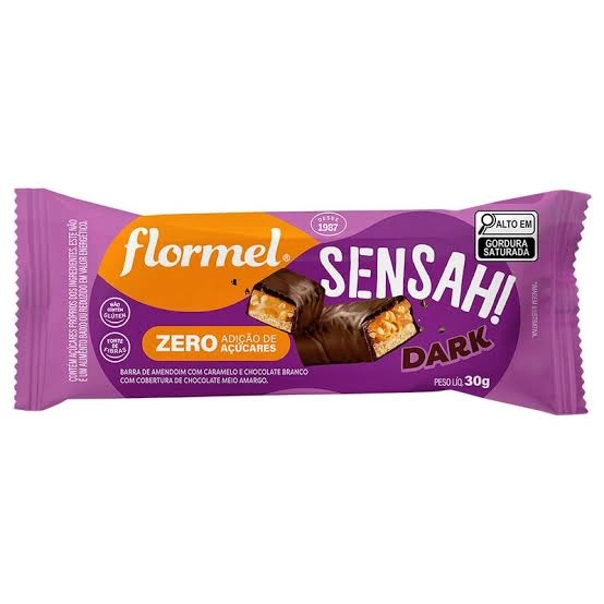 Barra De Amendoim Cookies Ncream Cobertura Chocolate Branco Flormel Sensah Pacote 30g