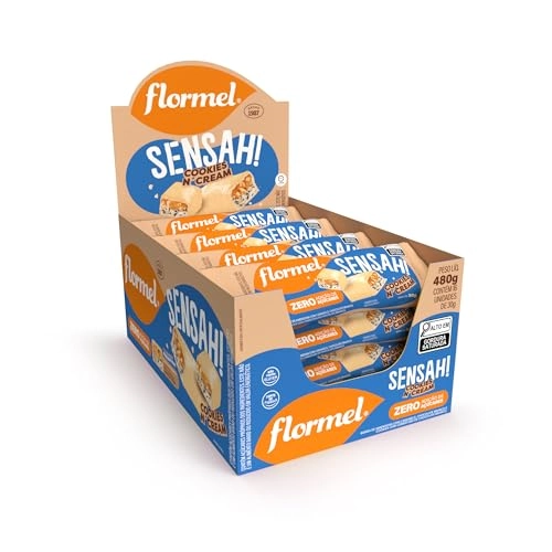 Barra De Amendoim Cookies Ncream Cobertura Chocolate Branco Flormel Sensah Caixa 480g 16 Unidades