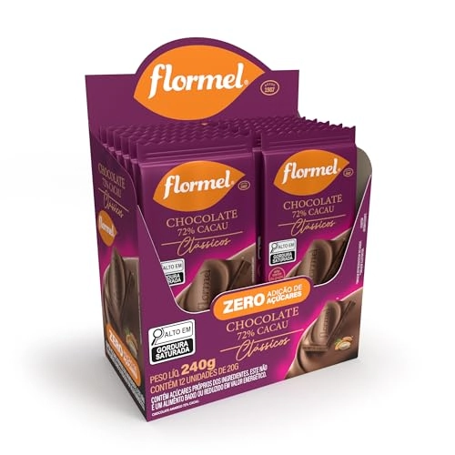 Chocolate Amargo 72 Cacau Flormel Clássicos Caixa 240g 12 Unidades