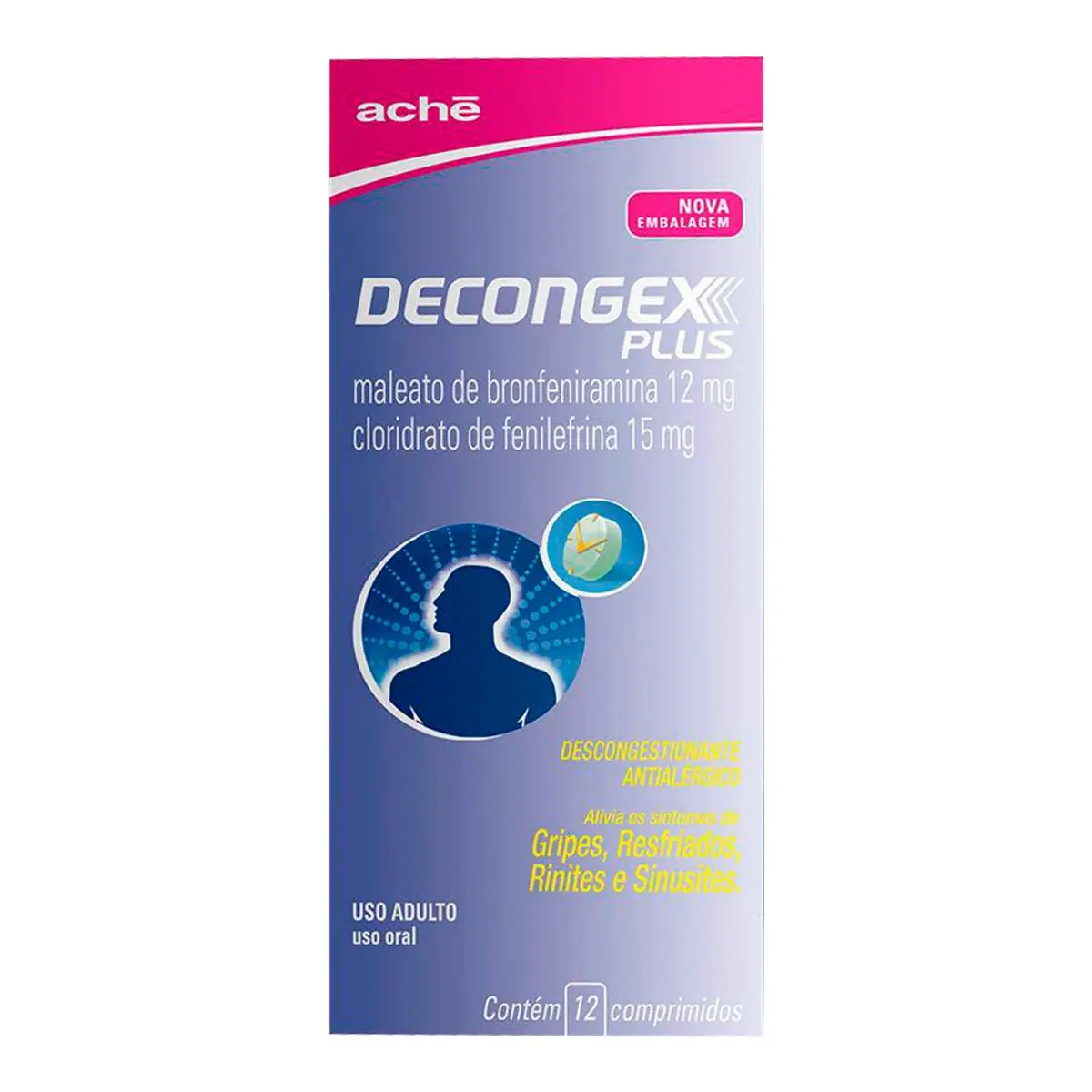 Decongex Plus Aché Caixa 12 Comprimidos