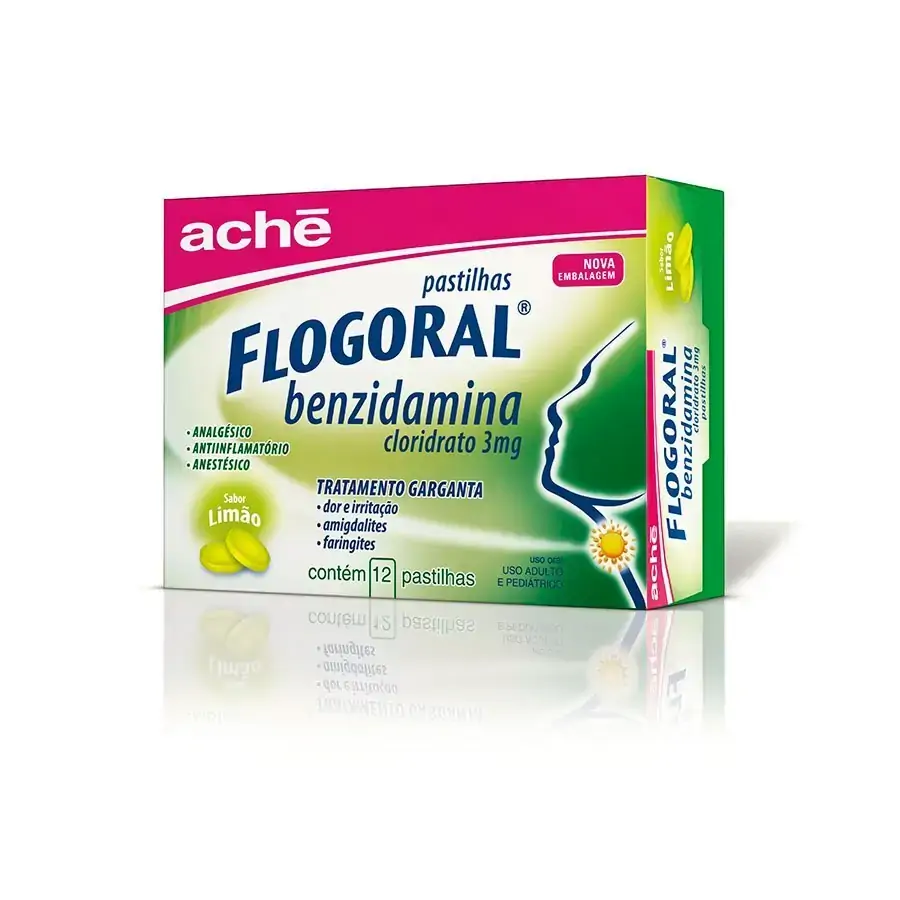 Flogoral 3mg Limão Aché Caixa 12 Pastilhas
