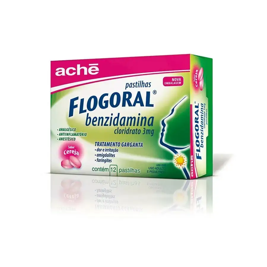 Flogoral 3mg Cereja Aché Caixa 12 Pastilhas