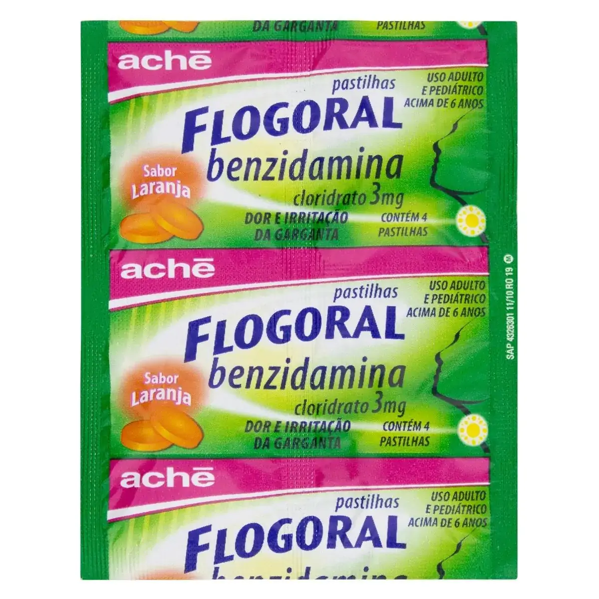 Flogoral 3mg Laranja Aché Cartela 4 Pastilhas