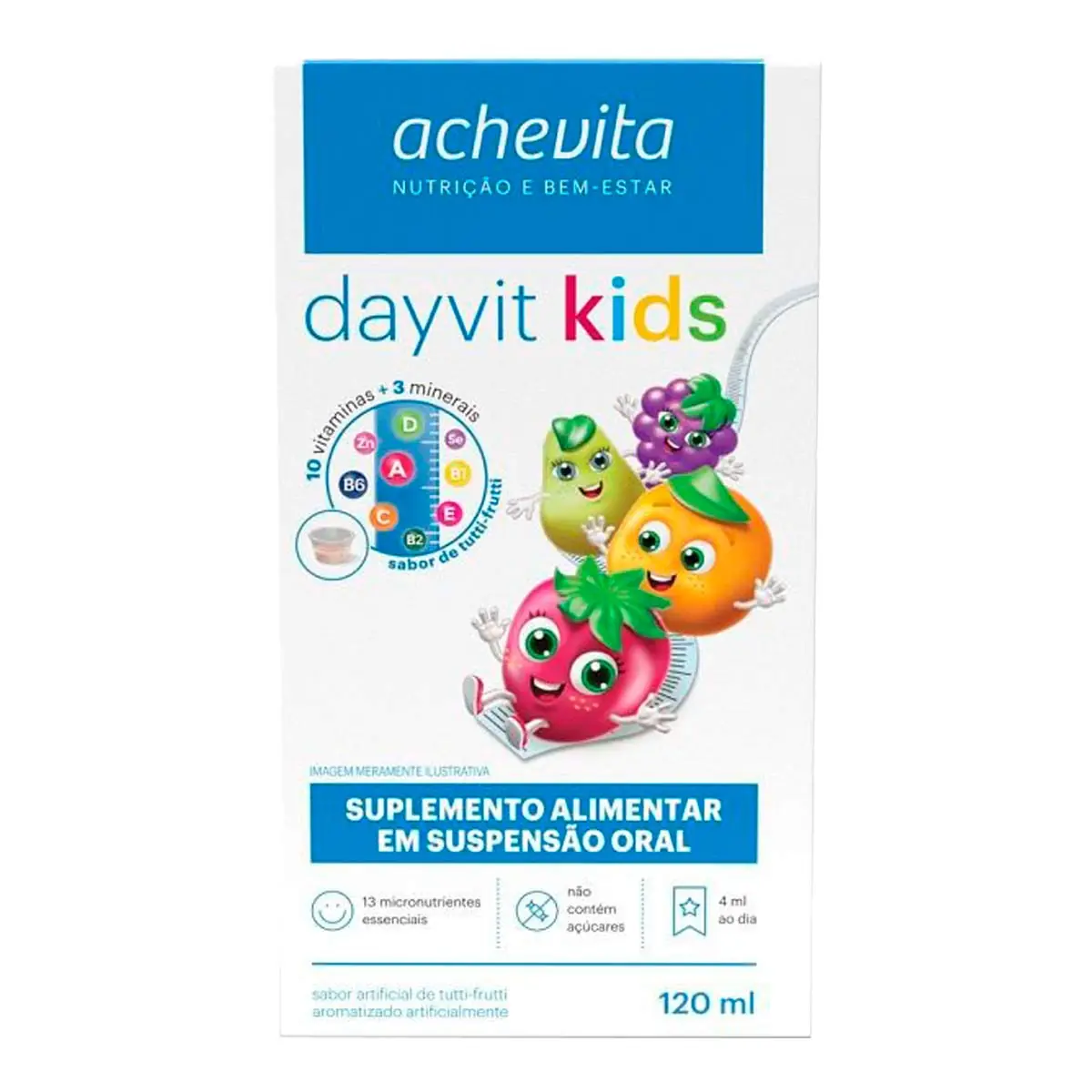 Polivitamínico Infantil DayVit Kids 1+ Tutti-Frutti 120ml Suspensão Oral