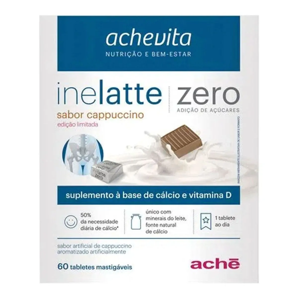 Inelatte Cálcio + Vitamina D Cappucino 60 Tabletes Ache