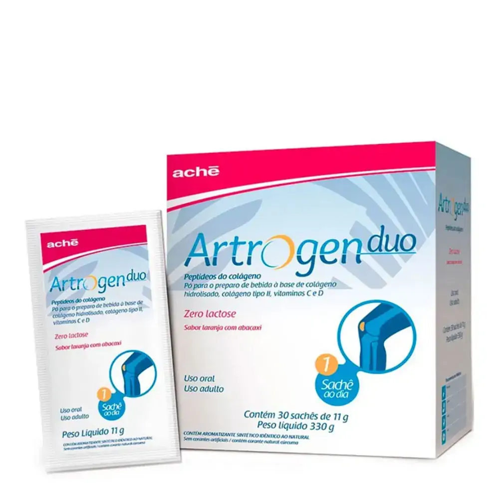 Colágeno Artrogen Duo Sabor Laranja com Abacaxi 30 Sachês de 11g cada