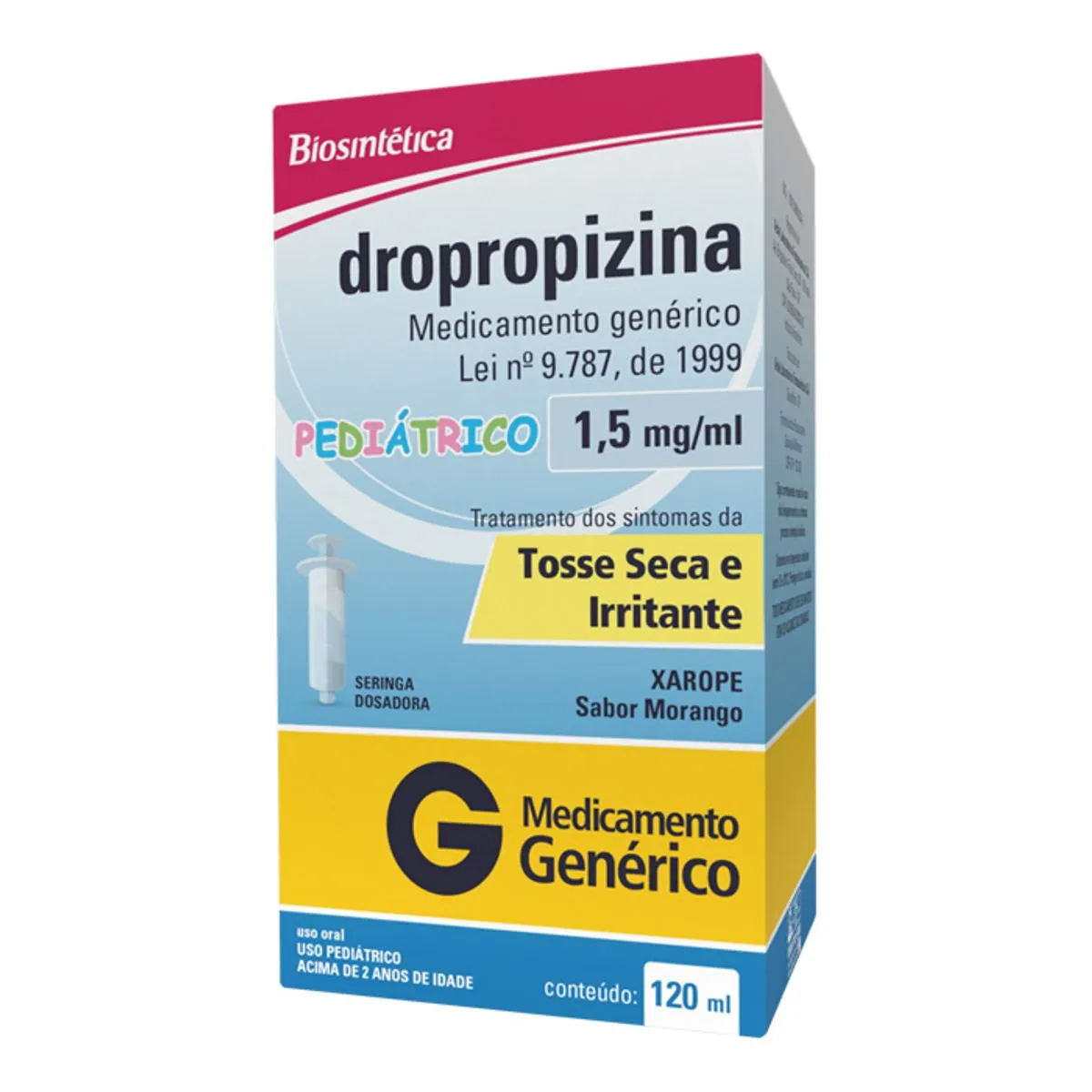 Dropropizina 1,5mg/ml Aché Biosintética 1 Frasco Com 120ml De Xarope Pediátrico 1 Seringa Dosadora