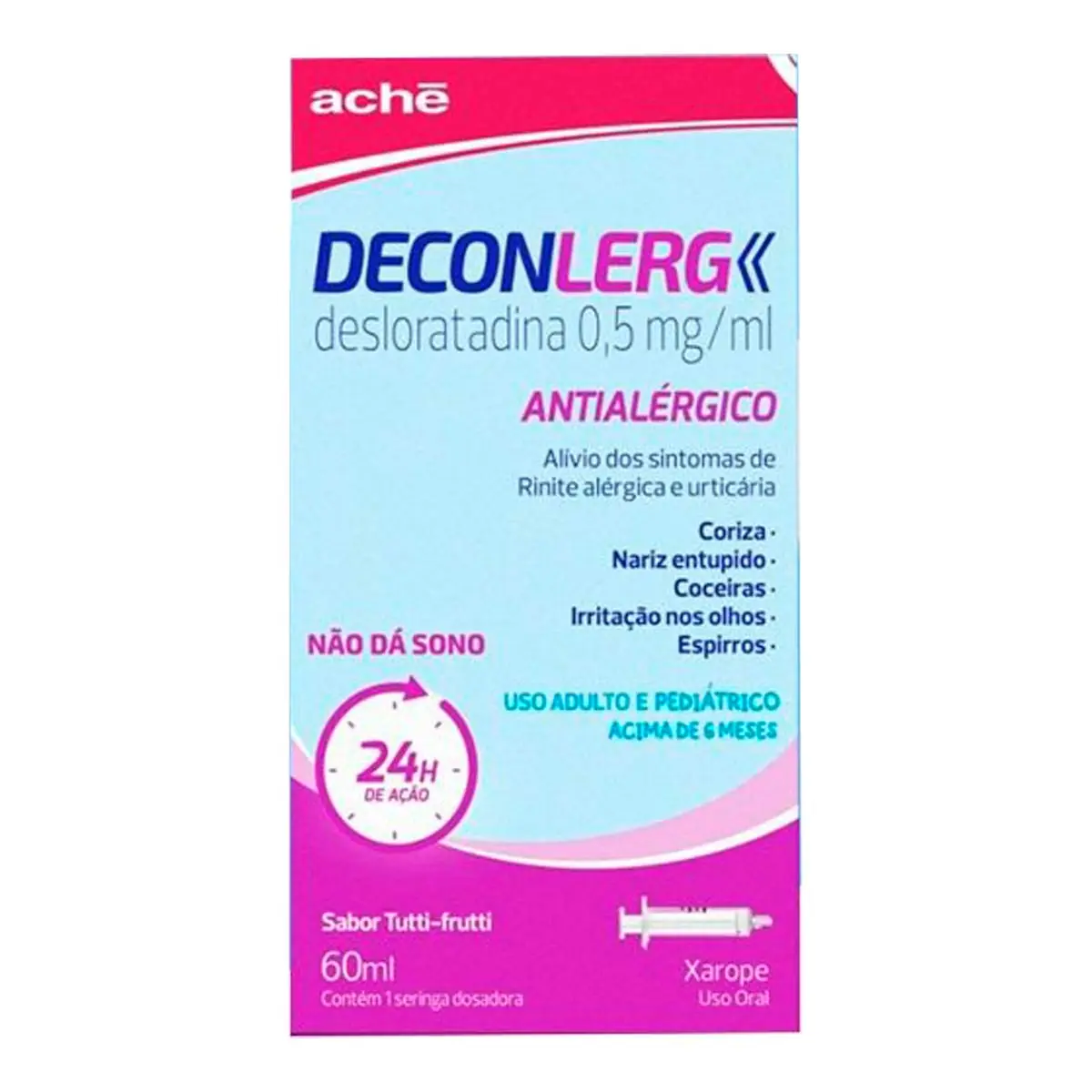 Deconlerg 0,5mg/ml Tutti Frutti Caixa 60ml Xarope Seringa Dosadora