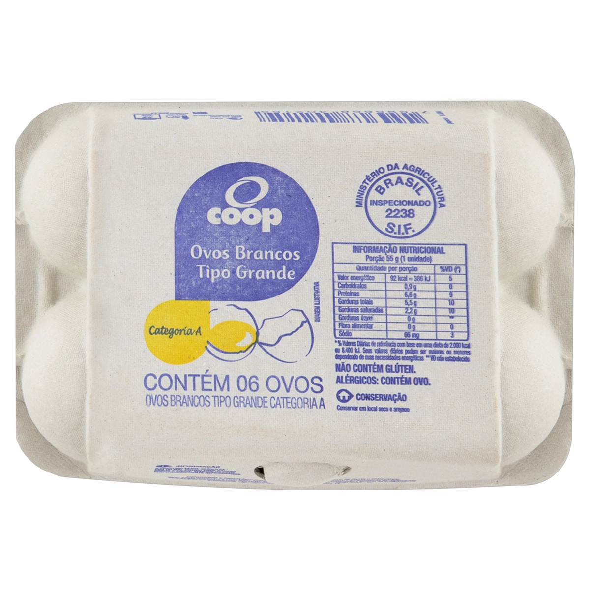 Ovos Brancos Grande Coop Bandeja 6 Unidades