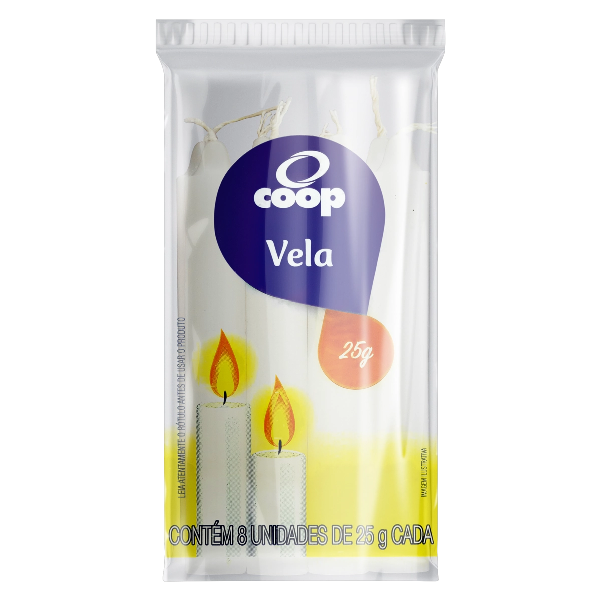 Vela Branca Coop Pacote 8 Unidades 25g Cada