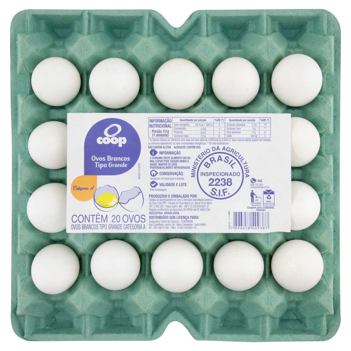 Ovos Brancos Grande Coop Bandeja 20 Unidades