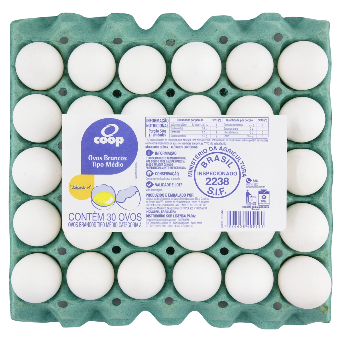 Ovos Brancos Médio Coop Bandeja 30 Unidades