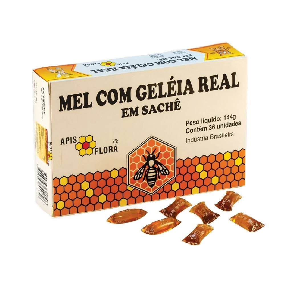 Mel Com Geleia Real 36 Sachês 4g Apis Flora