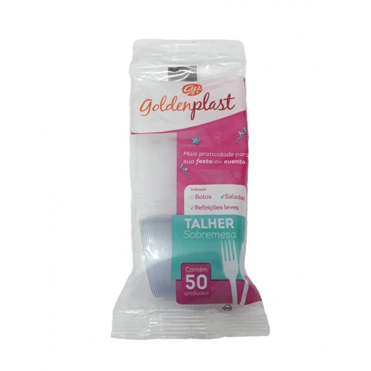 Colher Desc Goldenplast Sobremesa Branco C/50