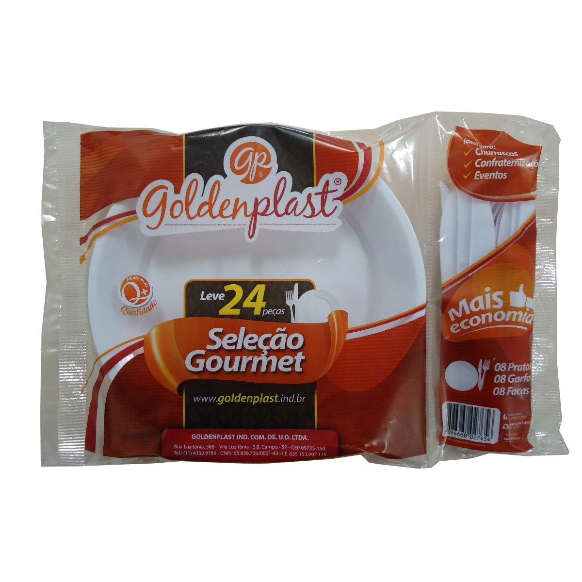 Kit Descartáveis Para Festa GOLDENPLAST Cor Branco 24 Unidades