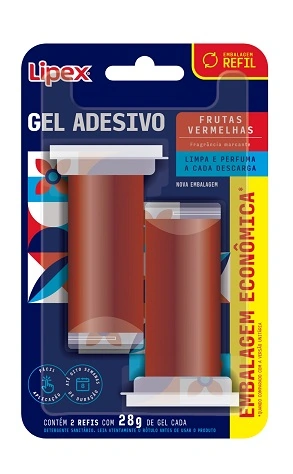 Gel Adesivo Lipex Refil Frutas Vermelhas C/2 Und