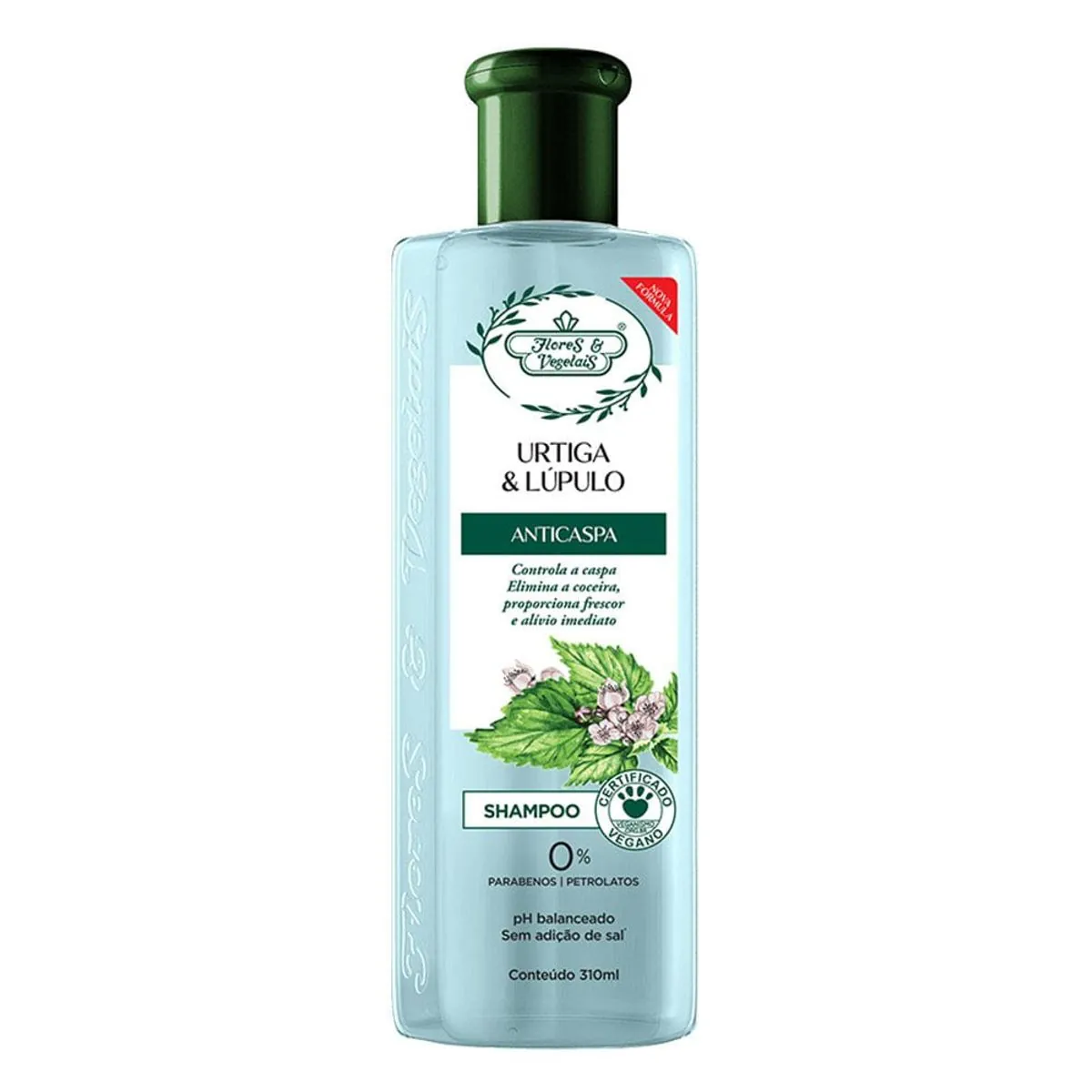 Shampoo Flores e Vegetais 300ml Anti Caspa Urtiga e Lupulo