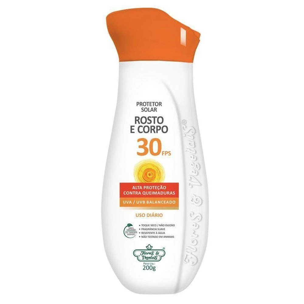Protetor Solar Flores E Vegetais Rosto E Corpo Fps30 200g