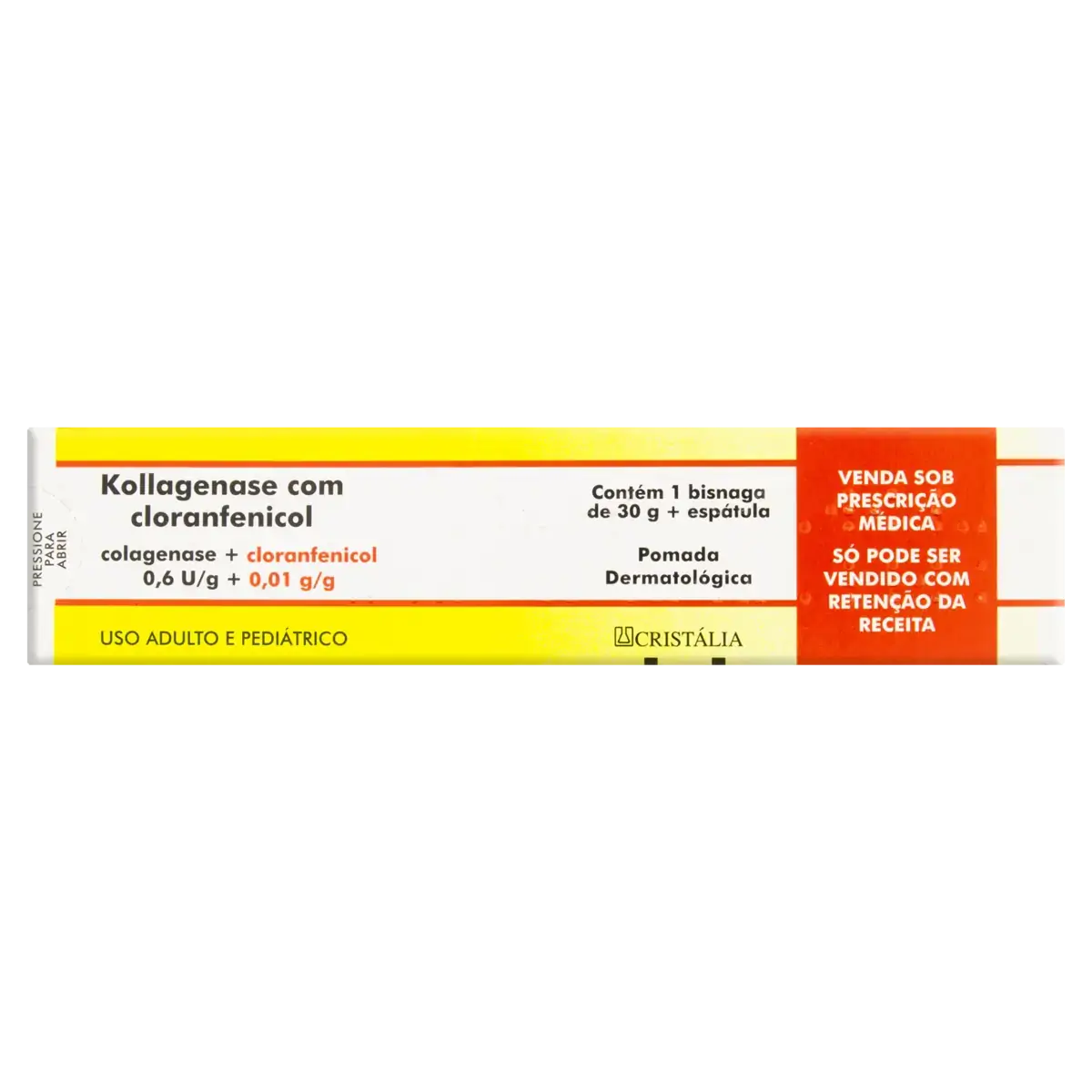 Kollagenase Com Cloranfenicol Cristália Caixa 30g Espátula