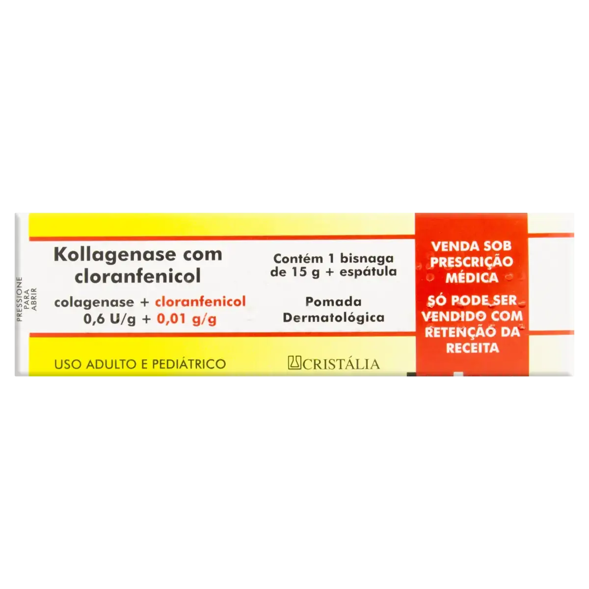Kollagenase Com Cloranfenicol Cristália Caixa 15g Espátula