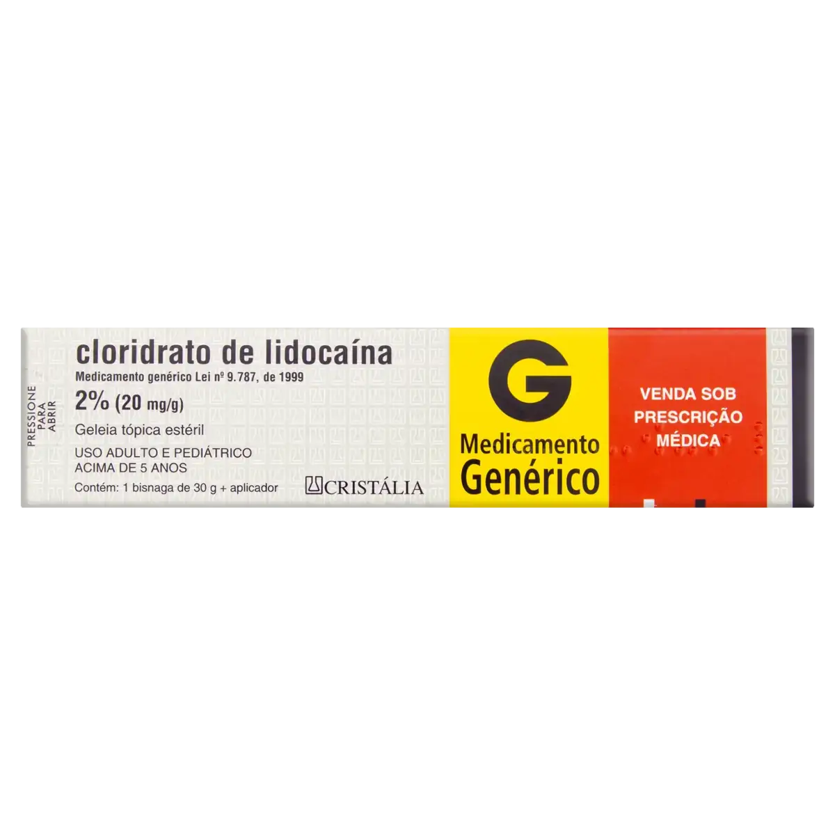 Cloridrato De Lidocaína 20mg/g Cristália Caixa 30g Aplicador