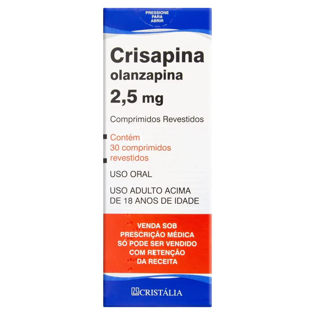 Crisapina 2,5mg Cristália Caixa 30 Comprimidos Revestidos