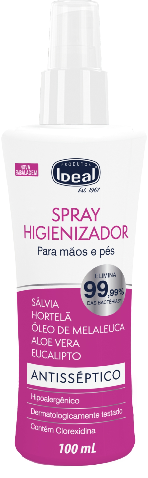 Spray Higienizador Ideal 100ml Para Maos E Pes